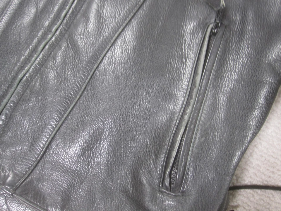 Chaqueta de cuero River Road para motocicleta para hombre 38 cordones laterales negros café corredor Foto 4 de 4