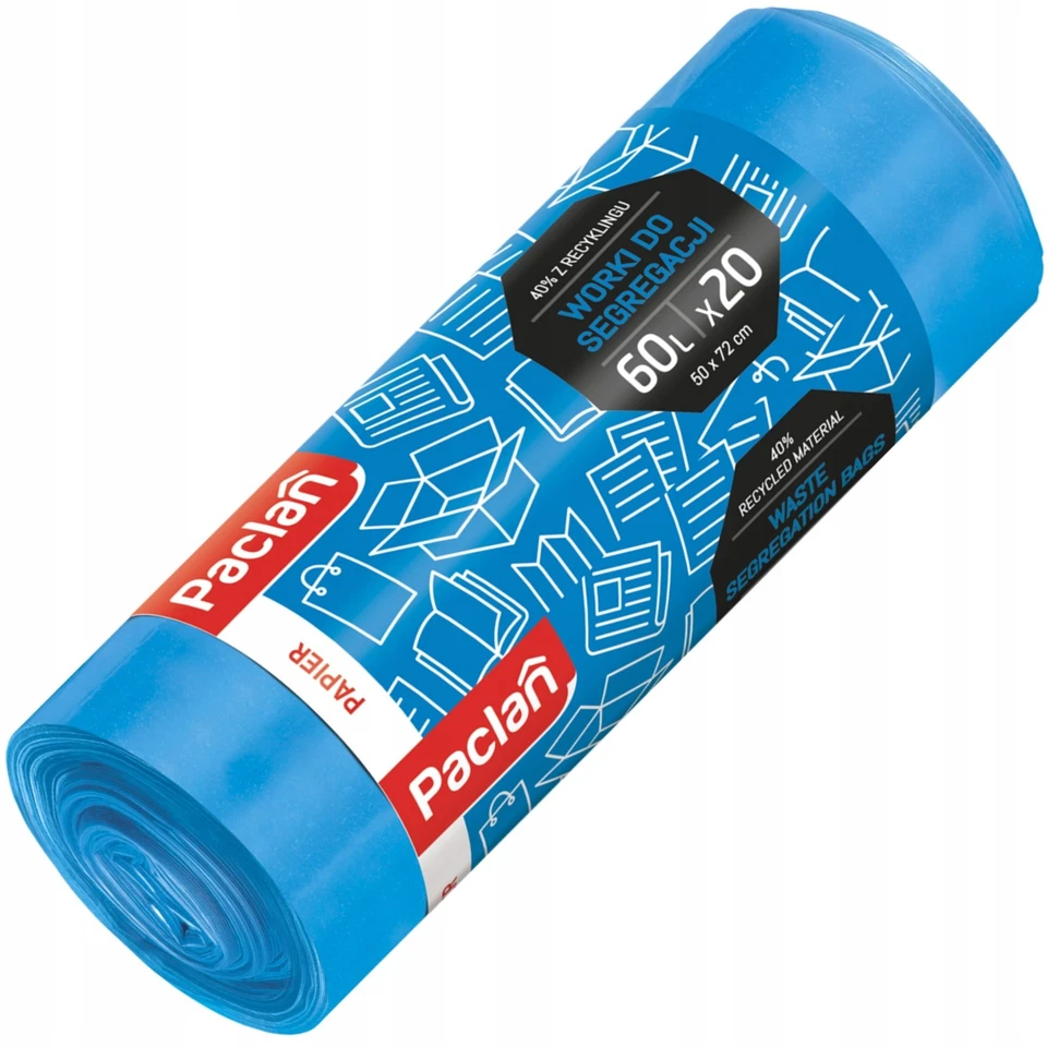 139347 Sac en papier Paclan pour le tri des déchets 60 l 20 pièces bleu 139340 - Photo 1/2