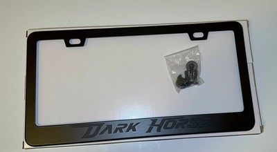 Dark Horse Ghost Effect On Black Metal License Plate Frame W/ Screws