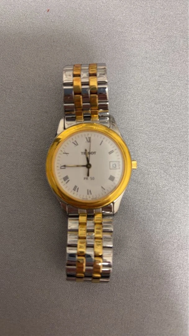 Montre Tissot PR50 Pour Homme - Mouvement Quartz, Boîtier Fond Doré, Réf. F1047, Occasion