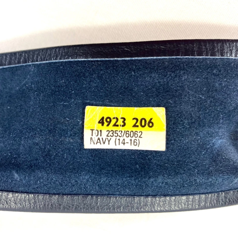 Винтажный темно-синий кожаный широкий пояс с квадратной пряжкой женский размер винтажный 14-16 - Изображение 3 из 4