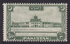 PAKISTAN 1949-53 Karachi Airport 3a Green SG 47 MH/* (CV £16)