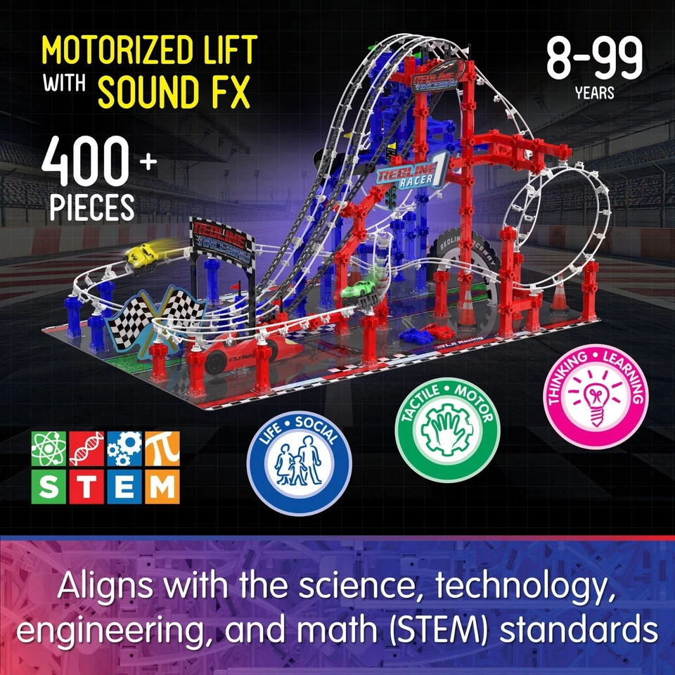 STEM Building Motorized Learning Journey Techno Trax Redline Raceway Set Science - Image 2 of 4