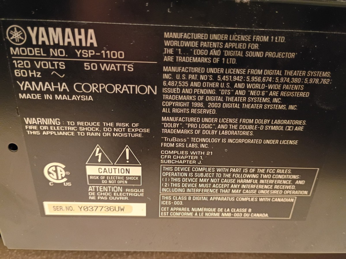 YAMAHA SOUNDBAR YSP-1100 DIGITAL SOUND PROJECTOR | eBay