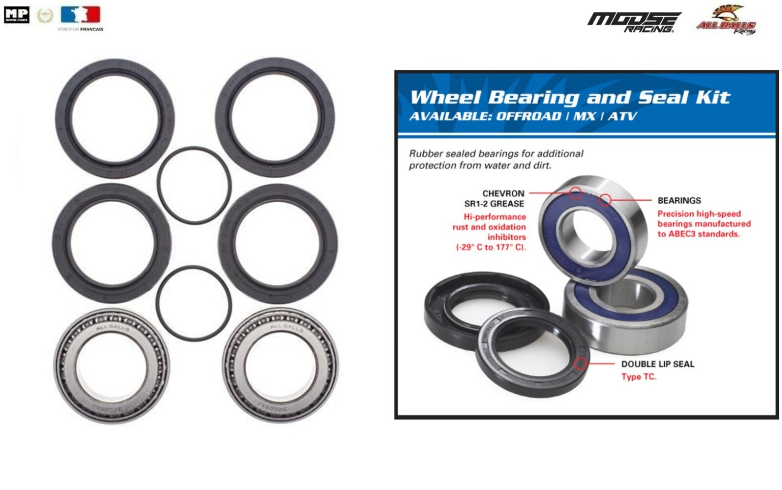 Roulement de roue arrière 25-1498 pour Polaris Outlaw 450 2008-2010