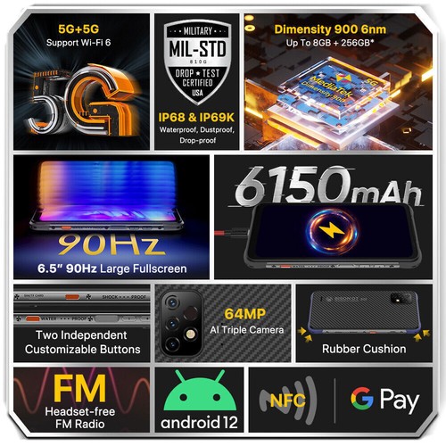 UMIDIGI BISON GT2 PRO 5G 8GB+256GB 64MP Dual SIM Unlocked Android Smartphone - Afbeelding 3 van 7