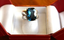 Large London Blue Topaz and Sterling Silver Ring