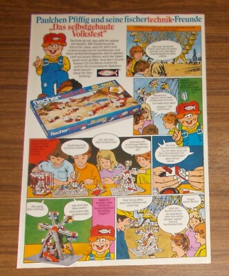 Rare Advertising FISCHERTECHNIK Basic Box Folk Festival Ferris Wheel Comic 1978