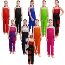 Mädchen Kostüme Samba Crop Tops Und Hosen Jugendliche Outfits Fransen Camisole