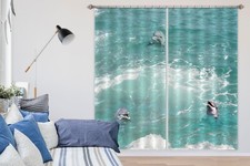 3D Ocean Dolphin ZHUA1560 Photo Curtain Window Blockout Fabric Amy 2023