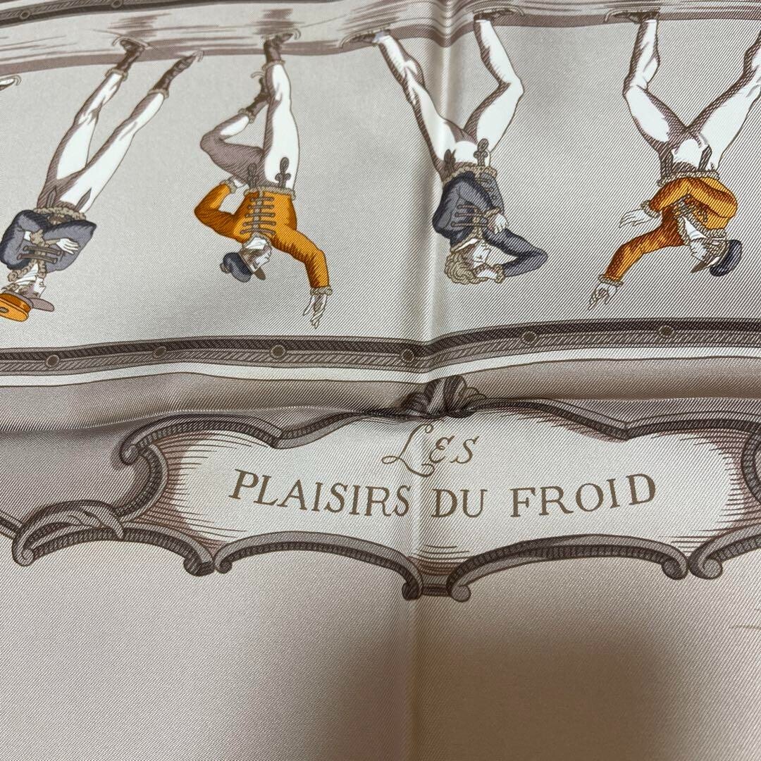 HERMES Carre 90 Scarf LES PLAISIRS DU FROID Gray Silk | eBay