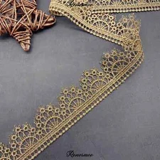 Gold Thread Lace Embroidery Lace trim 1 1/4-inch-wide price per yard