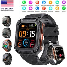 Military Smart Watch for Men Answer/Make Call Rugged Heart Rate Fitness Tracker