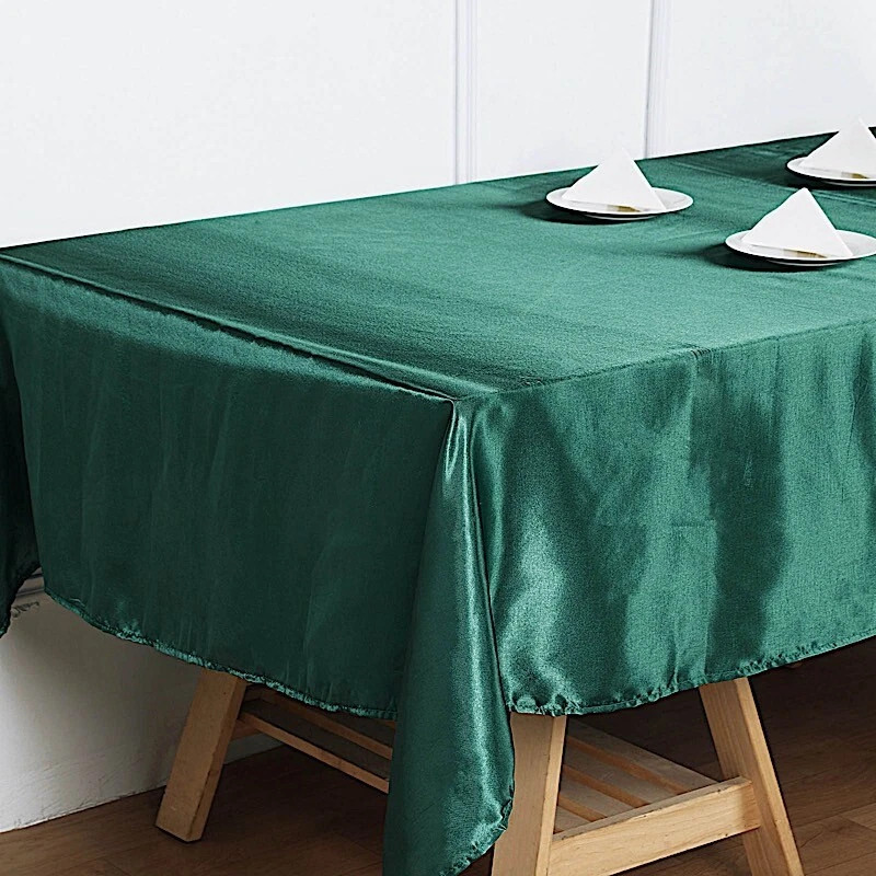 Hunter Green 60x102" RECTANGLE Satin TABLECLOTH Light Gray Party Home Linens - Image 3 of 4