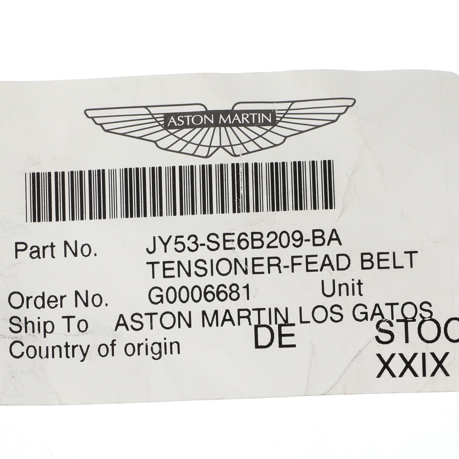 GENUINE ASTON MARTIN FEAD BELT TENSIONER OEM NEW JY53-SE6B209-BA