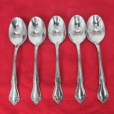 Set Of 5 Wm A Rogers Deluxe Stainless MANSFIELD Oneida LTD Teaspoons 6"