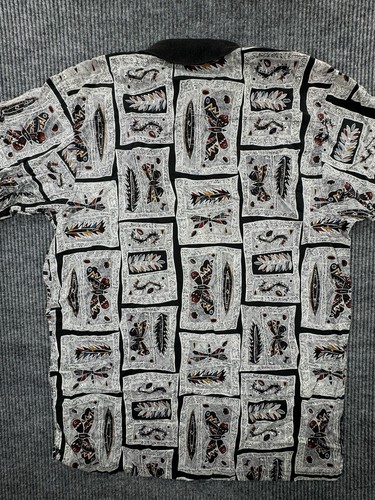 Straight Down Polo Men's Medium Aztec Shirt Butterfly Button-Down USA Made - Picture 10 of 10
