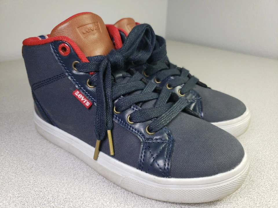 LEVI'S Juvenil Talla 2.5 Azul Marino Rojo Marrón Zapatos con Cordones Hasta el Tobillo Tenis Foto 2 de 4