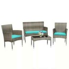 4 Piece Outdoor Wicker Patio, PE Rattan Wicker Chairs w/Table Furniture set