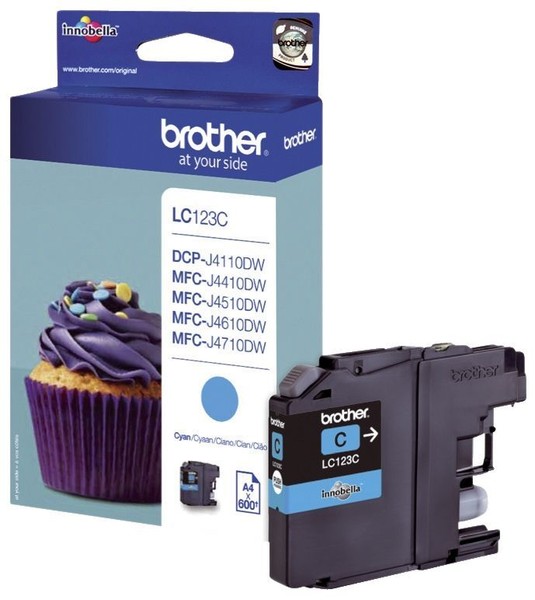 Brother® LC123C Brother® Inkjet-Druckpatronen Cyan, 600 Seiten, LC123C-image