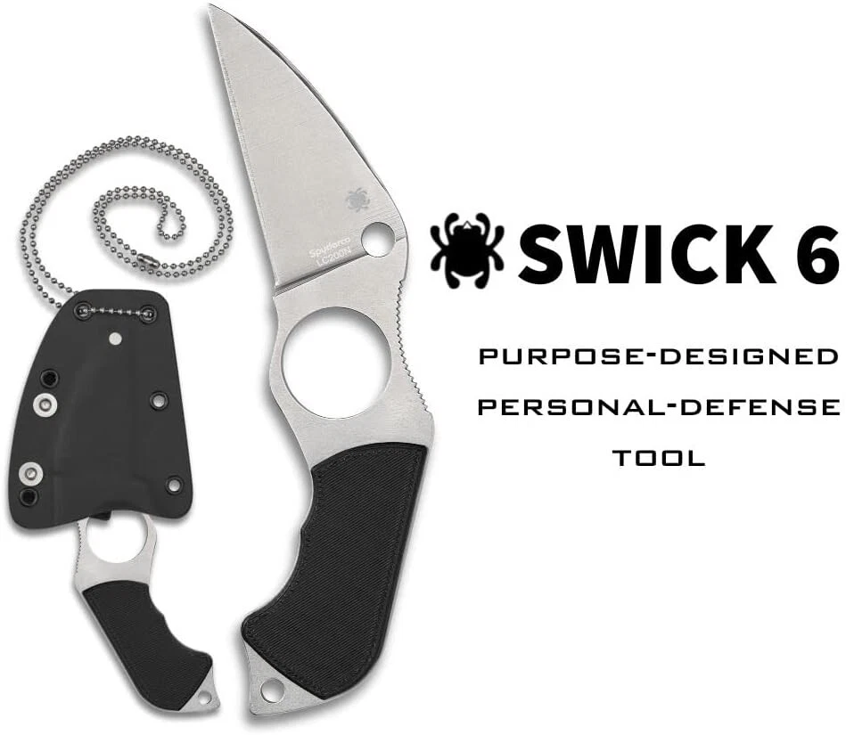 Spyderco Swick 6 Small 2.73" Fixed Plain Edge LC200N Pocket Knife FB14P6 - Image 2 of 4