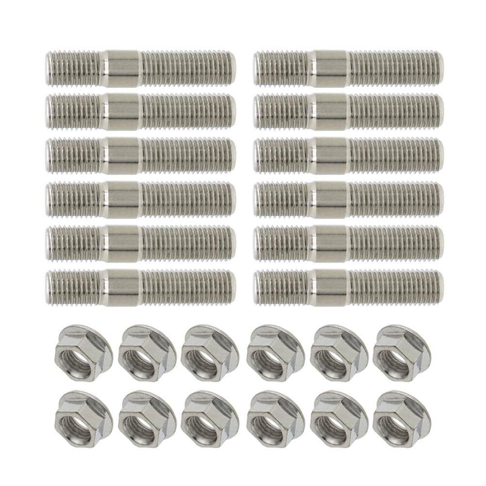 8pcs 10mm M10x1.25 Exhaust Stud & Serrated Nut Manifold Flange For