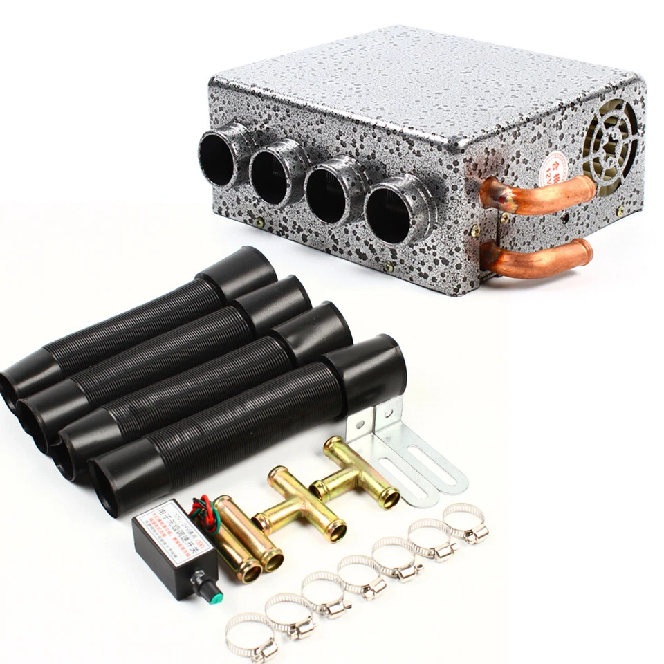 12V Universal Auto Cab Underdash Compact Heater Copper Tube + Speed Switch Fast Foto 3 de 4