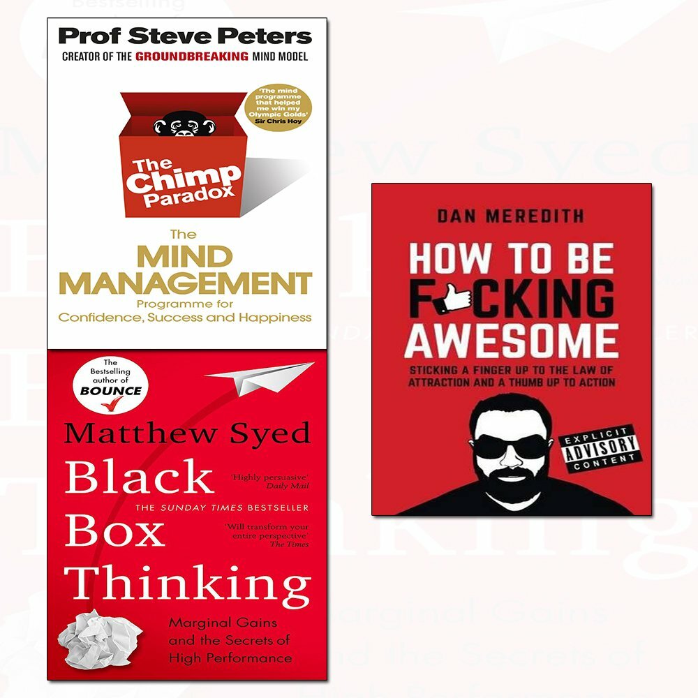 How To Be F*cking Awesome,Black Box Thinking,Chimp Parado 3 Books Collection Set