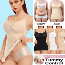 Women's Unseamed Camisole Tank Top Body Shaper Tummy Control Vest Slim Bra Shirt