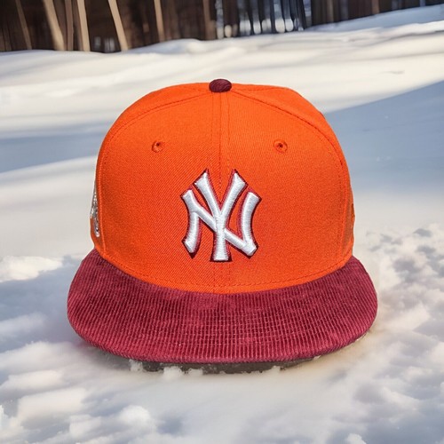 NY Yankees Hat New Era 59FIFTY Fitted Size 7 1/2 Two Tone Orange Corduroy H68 - 第 1/8 張圖片