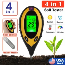 4 in1 LCD Digital Soil PH Meter Tester Temperature Sunlight Fertility Hygrometer