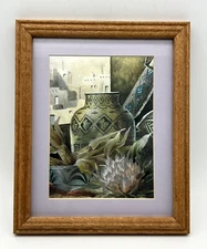 Southwest Pottery Foil Art Print Pots & Corn Engraving And Etching Framed Sign