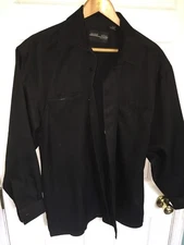 Mens Vintage L Jackie Vital Style Heavy Long Sleeve Charcoal Gray Dress Shirt