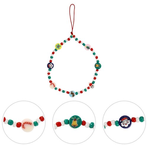 Santa Claus Mobile Beaded Chain Handmade Braided Rope - Zdjęcie 7 z 9
