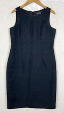 VTG Y2K Kasper Dress Womens 8 Sheath Linen Cotton Elegant Cocktail Minimalist
