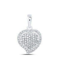 10K WeißGold Runder Diamant Damen Cluster Herz Halo Fancy AnhäNger 1/5 Ct.