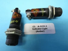 (2) Vintage Grimes A-3155-5 Indicator Light w/Amber Lens Aircraft Hot Rod Ratrod