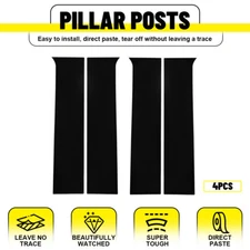 For 2014-2018 Chevy Silverado GMC Sierra Pillar Post Door Trim Cover Black 4pcs