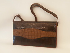 Vintage genuine crocodile hornback clutch purse bag with strap