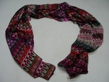 Beautiful - Colorful Multi-Patterned - 40" x 76" Sheer Polyester Scarf 