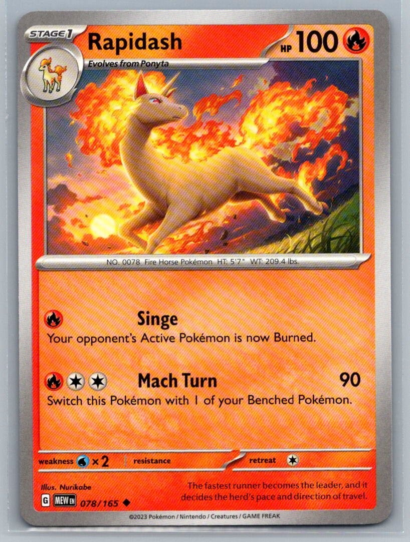 Rapidash 78/165 Scarlet & Violet 151 Uncommon Pokémon TCG 2023