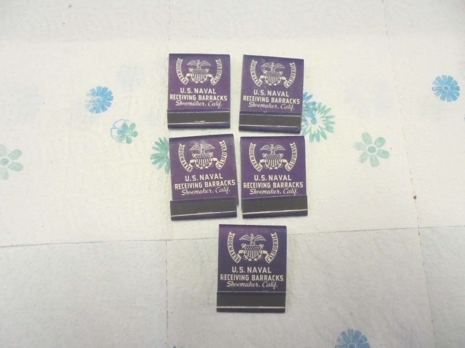 5 matchbooks us naval receiving barracks shoemaker california slip of