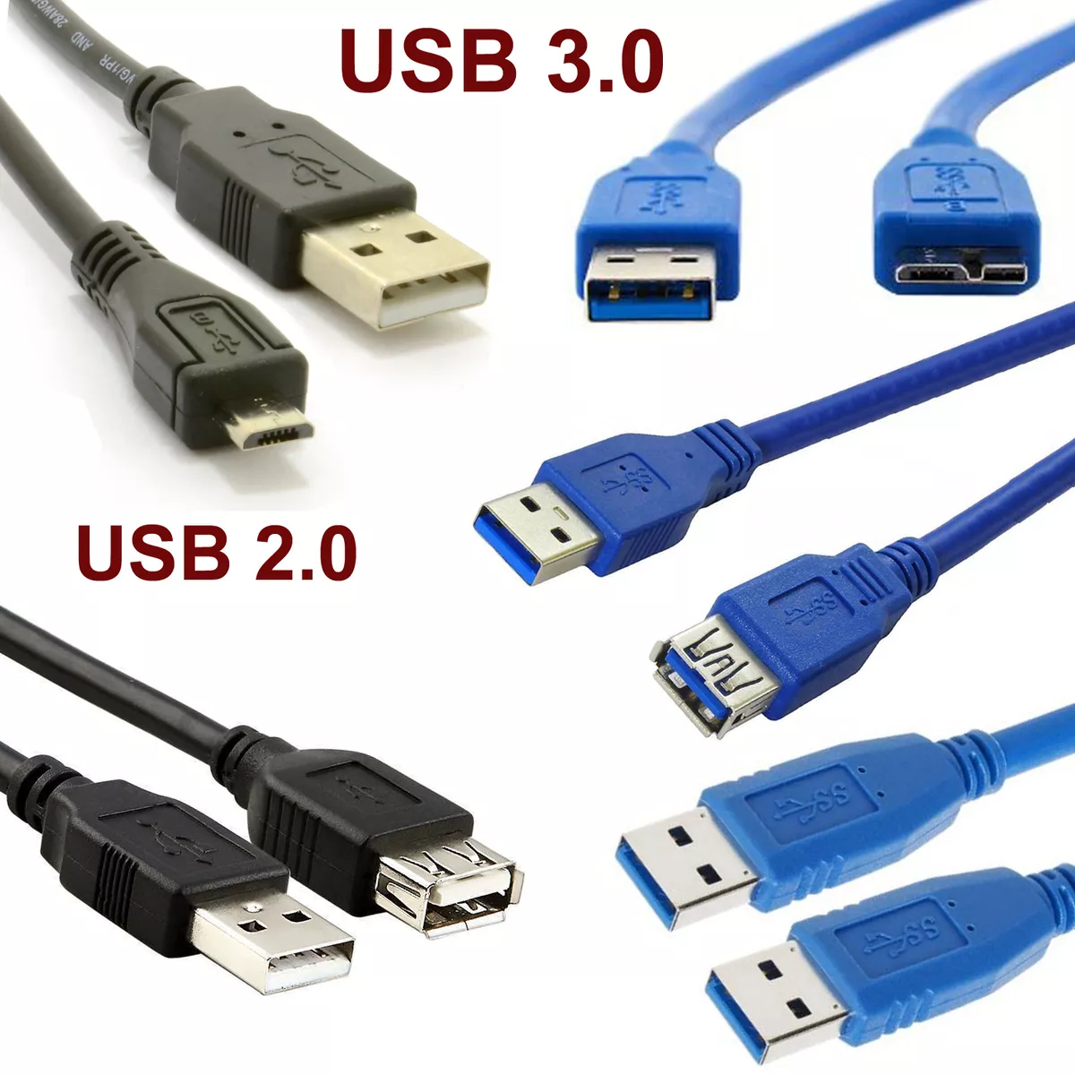 USB Extension Cable Male Female Micro USB2.0 / USB 3.0 Data Charging Lead  LOT