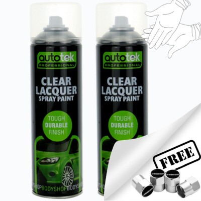 2 x Autotek GLANZ KLARLACK Sprühlack Profi Karosserie Dose + Handschuh + CP