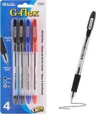 BAZIC G-Flex Asst. Color Oil-Gel Ink Pen w/ Cushion Grip (4/Pack)