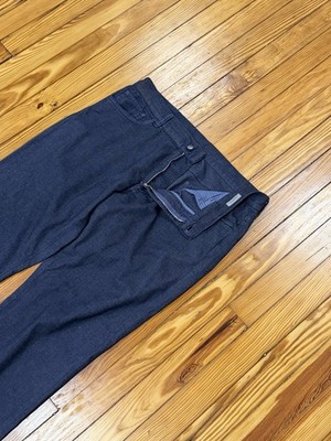 Canali Men 36 5 Pocket Stretch Trousers Pants Blue Leather Patch Regular Fit