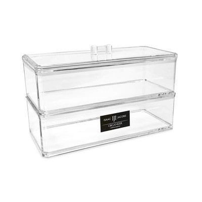 Clear Acrylic Rectangular Stackable (2-Pack) Storage Organizer with Lid, Draw...