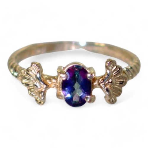 Mystic Fire Topaz, 10KY Solid Gold Ladies Ring, R192 - Picture 3 of 7