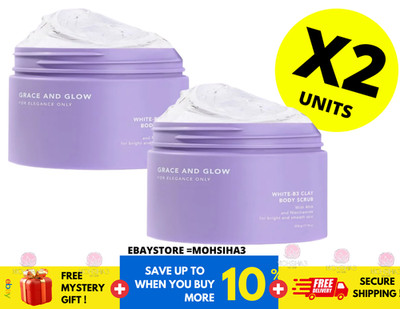 Grace & Glow White-B3 Clay Body Scrub 220g-Smooth Skin with AHA + Niacinamide X2
