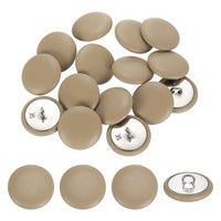 15Stk Lederbezogene KnöPfe 23Mm 36L Runde MetallstielknöPfe Khaki